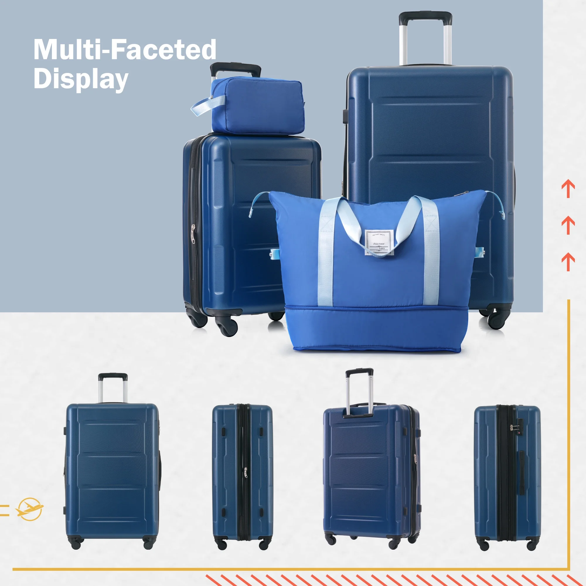 imerelez 2 Piece Luggage Set with Bags Expanable Spinner Wheels ABS Lightweight Suitcase with TSA Lock 20inch+28inch
