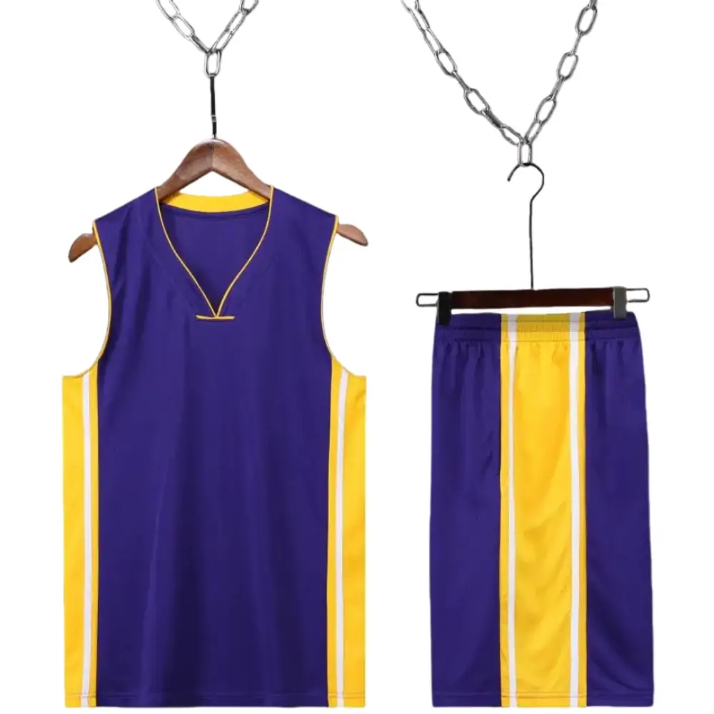 Lakers classic V-neck basketball jersey blue suit（Customizable name and number）