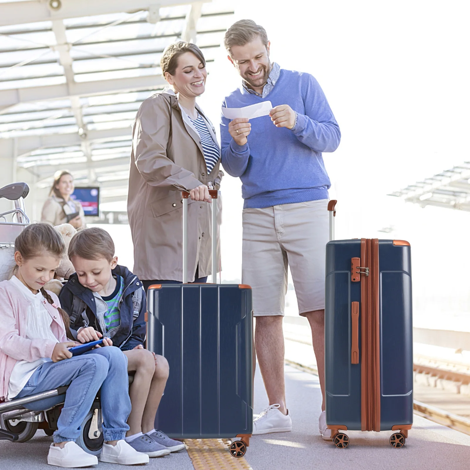 Luggage Sets 3 Piece, Expandable Hard shell ABS Suitcases with Double Spinner, Travel luggage Set