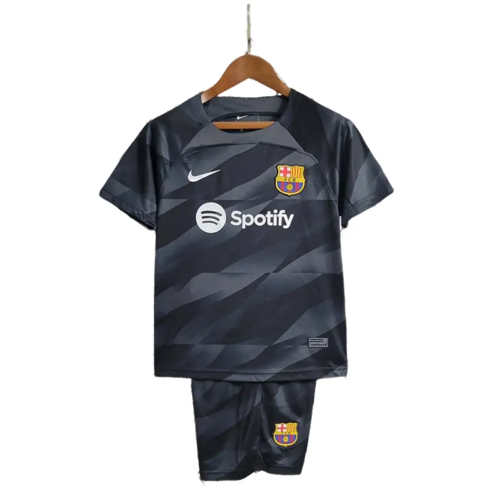 2023/2024  Barcelona Goalkeeper Black Football Shirt 1:1 Thai Quality Kids Size