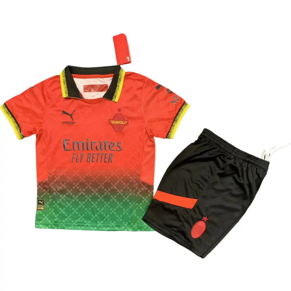 2025-26-AC Milan Three Away Red-Jersey-Children's Set