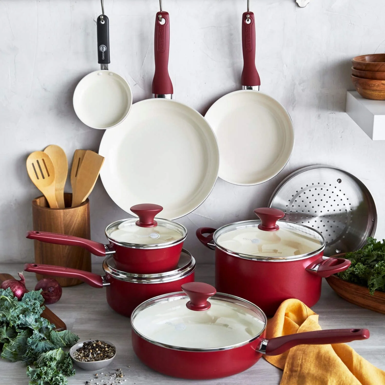 GreenPan Rio Ceramic Nonstick 16-Piece Cookware Set - Black