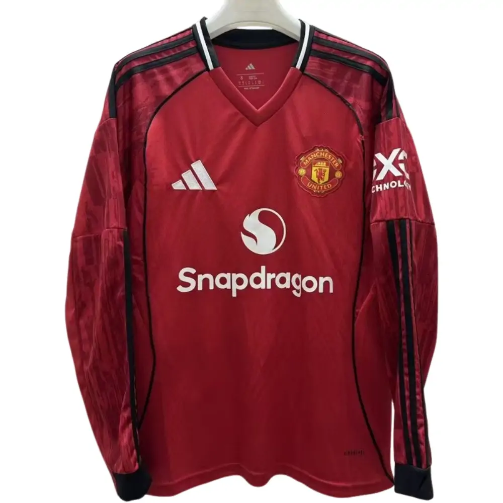 2025/26 Manchester United Home Long Sleeve Jersey - Fans Edition