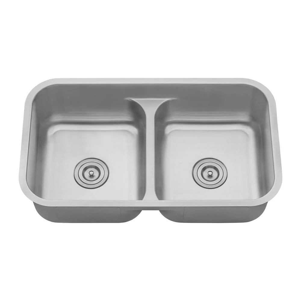 Ruvati 32-inch Low-Divide 50/50 Double Bowl Undermount 16 Gauge Kitchen Sink