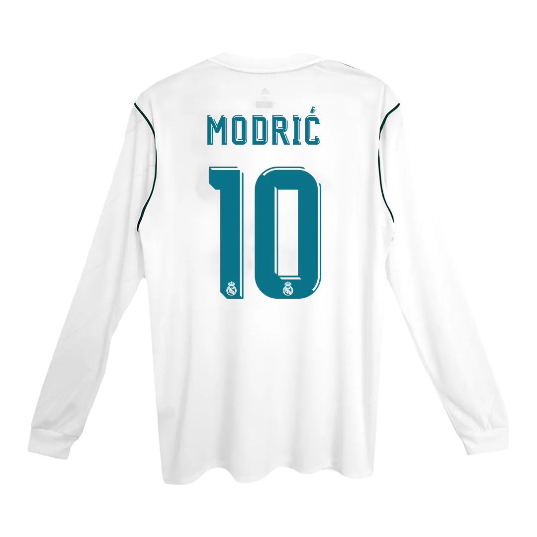 MODRIĆ #10 Retro 2017/18 Real Madrid Home Long Sleeve Soccer Jersey