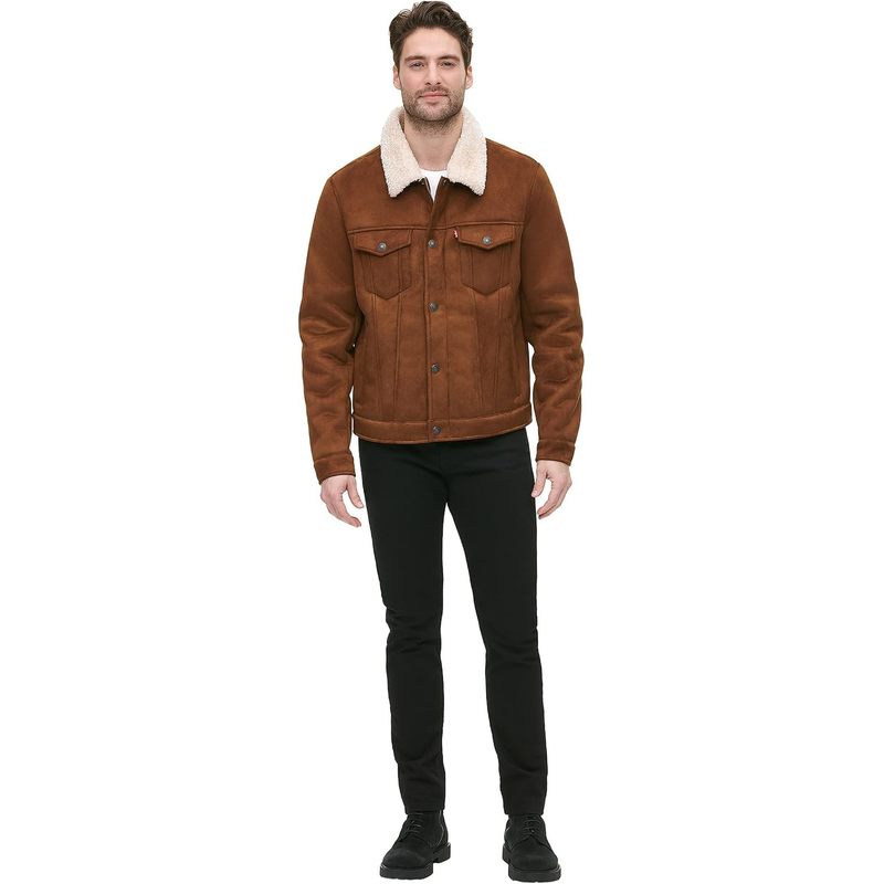 Men's Faux Leather Classic Trucker Jacket