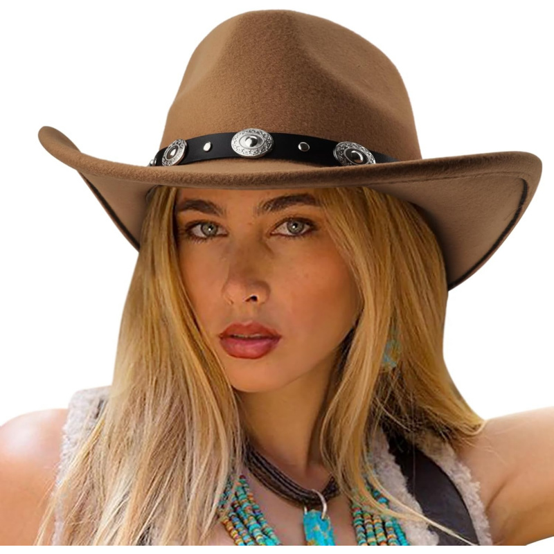 Women Men Classic Felt Wide Brim Western Cowboy