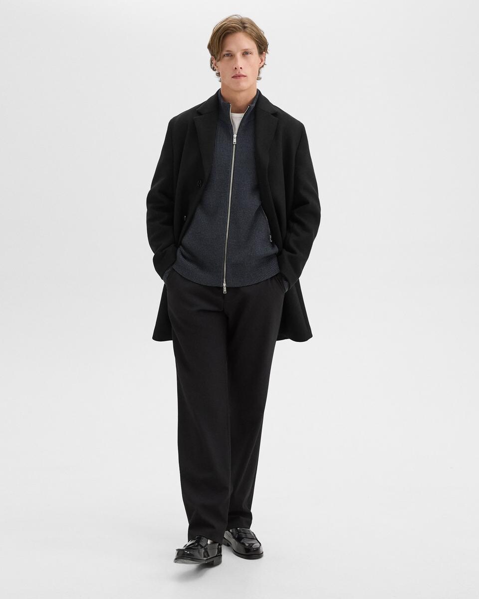 3-Button Topcoat in Recycled Wool-Blend Melton