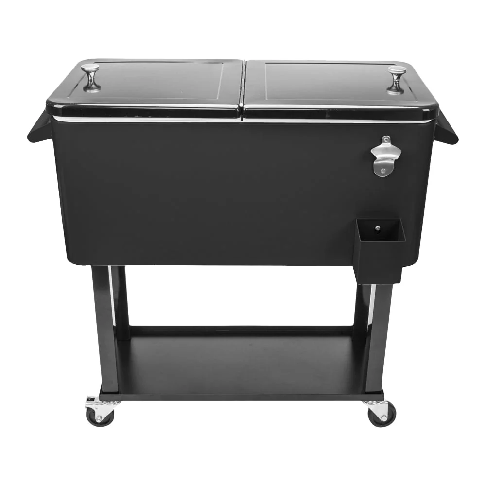 Ktaxon 80QT Trolley Frozen Warm Function Spray Cooler Cart Ice Beer Beverage Chest with Shelf Wheel