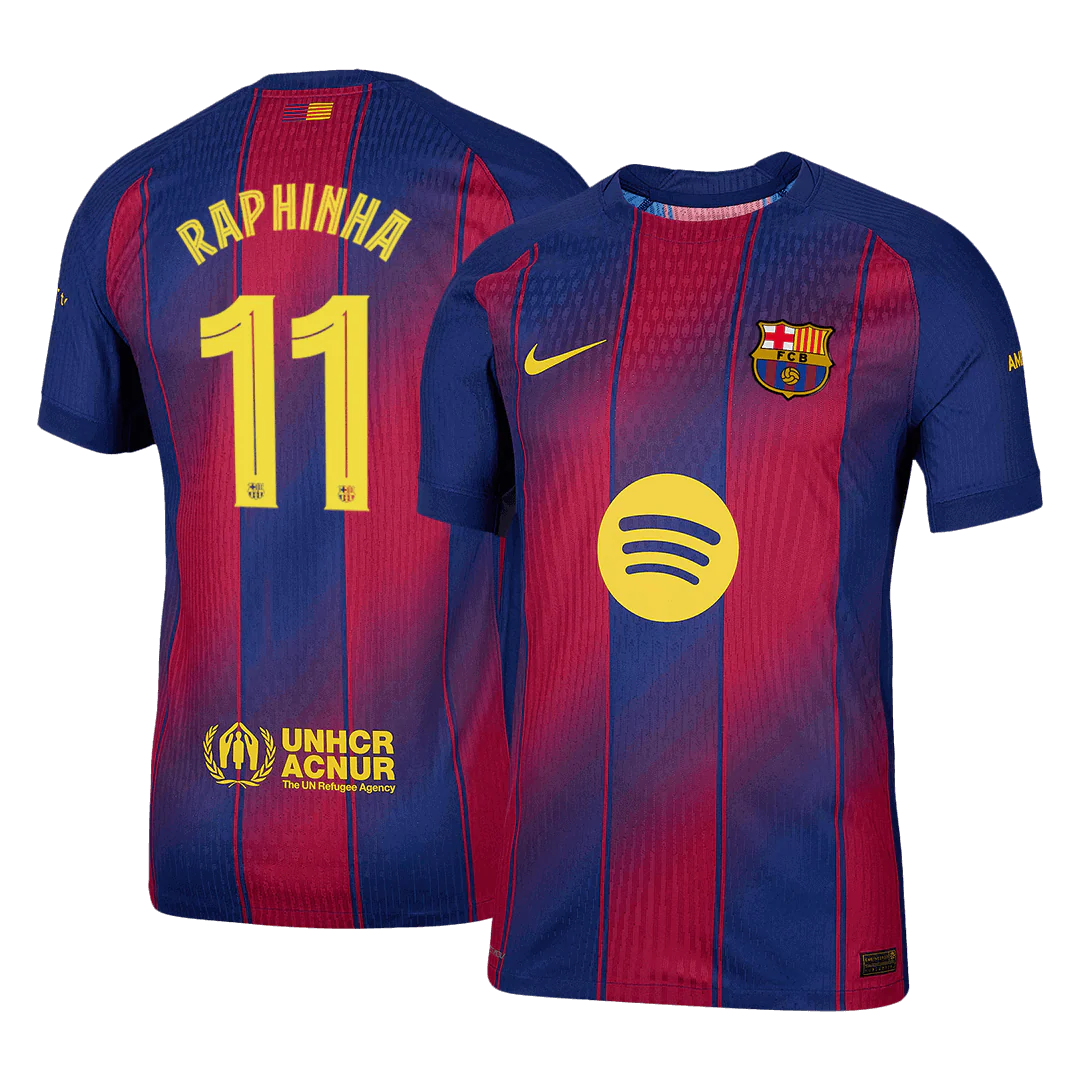 RAPHINHA #11 Barcelona Home Player Version Soccer Jersey 2025/26 - UCL
