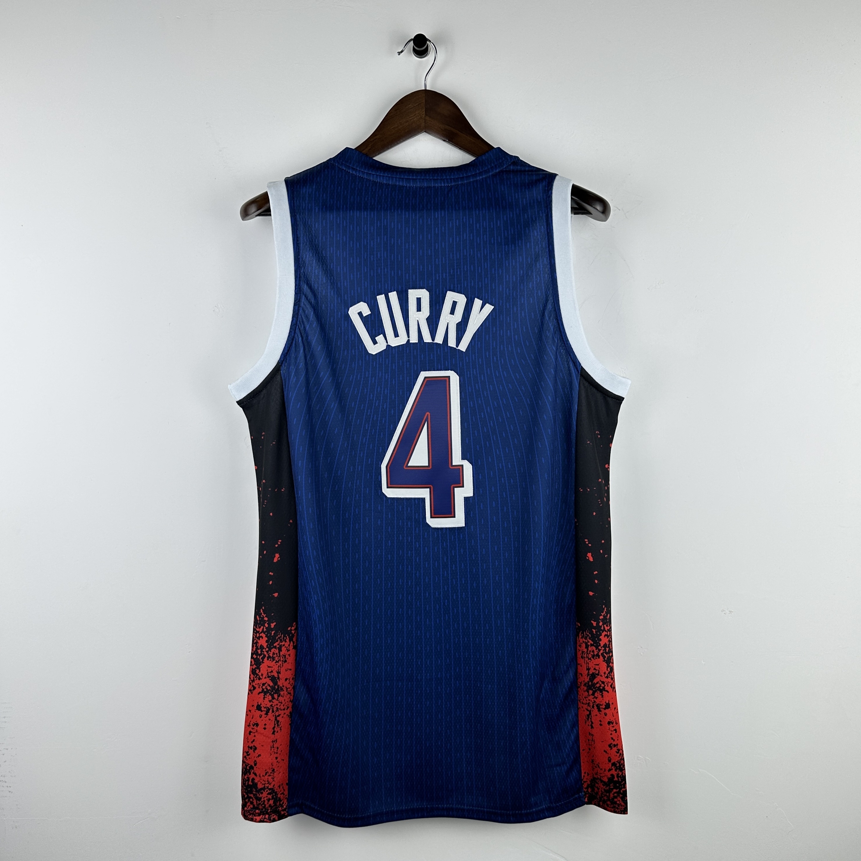 Embroidered 24th season USA team navy blue No. 4 Curry