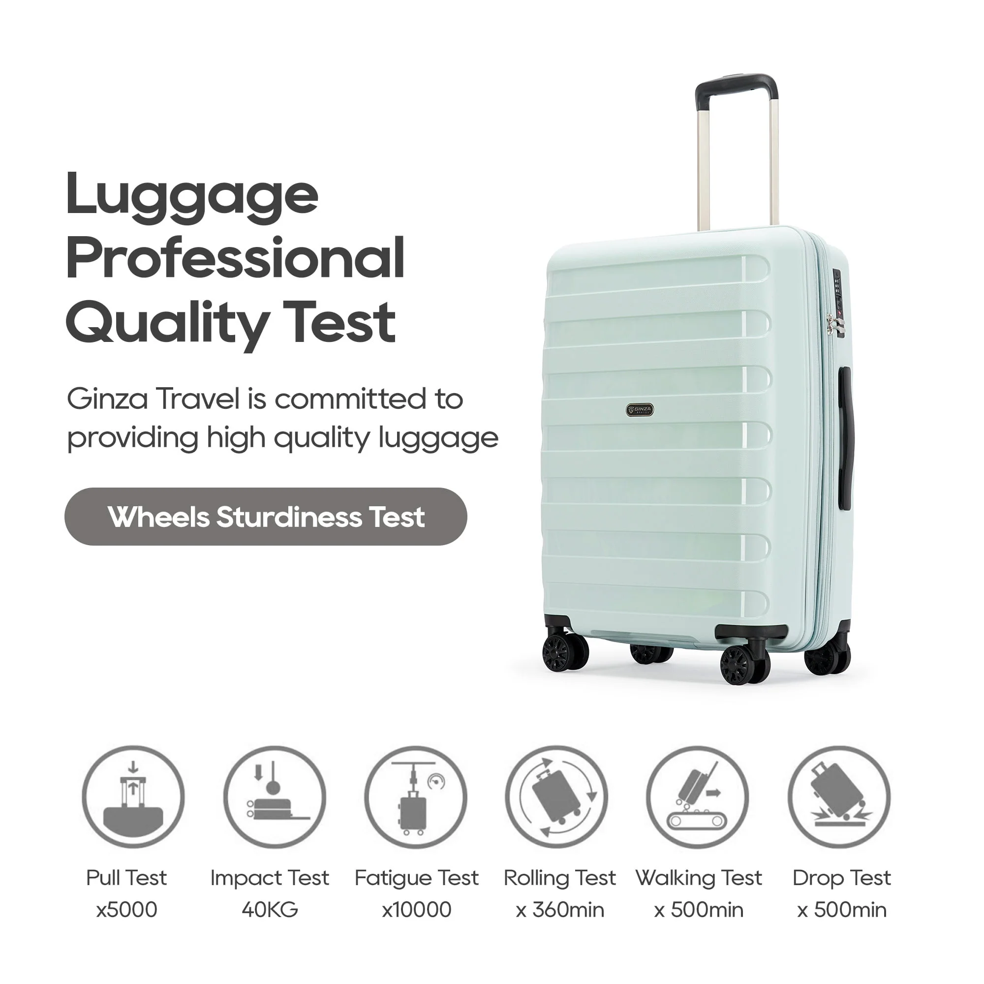 Ginza Travel 3 Piece Hardside Expandable Luggage Sets,PP Hard Luggage with Spinner Wheels,Azure Water