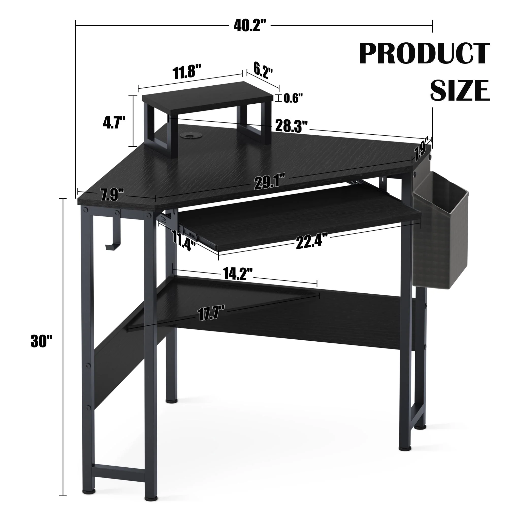 Soges Space Saving Multi-Functional Triangular Corner Desk for Office and Study