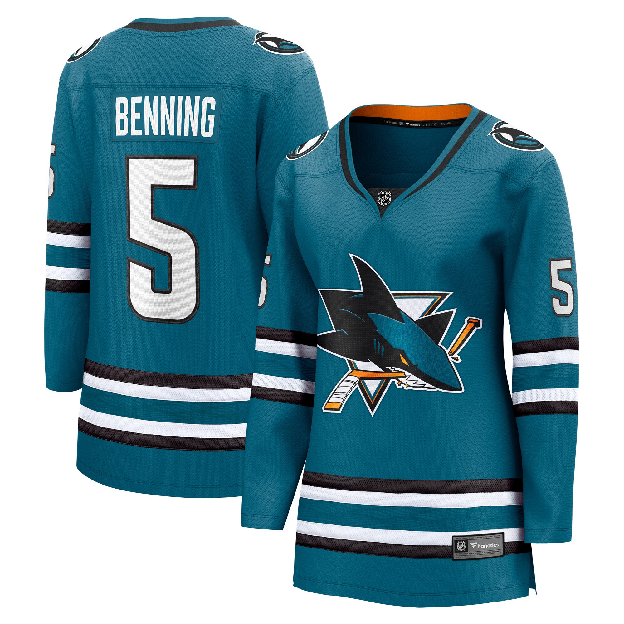 Matt Benning San Jose Sharks Fanatics Women’s Home Breakaway   Jersey – Teal