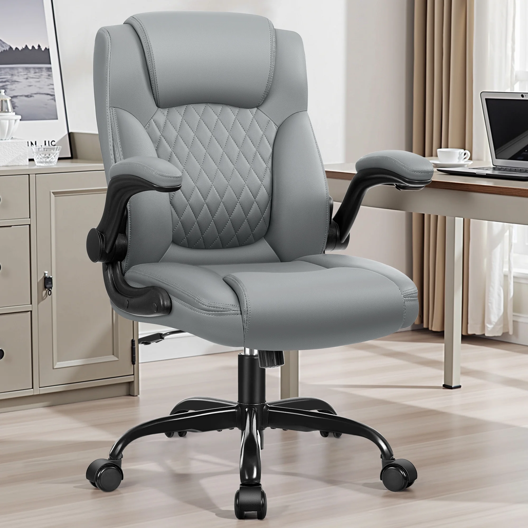 COOLHUT Leather Office Chair, Big and Tall Office Chair 400LBS Wide Seat Ergonomic Computer Desk Chair High Back Executive Leather Chair Adjustable Task Chair Lumbar Back with 8-Year Warranty, Black