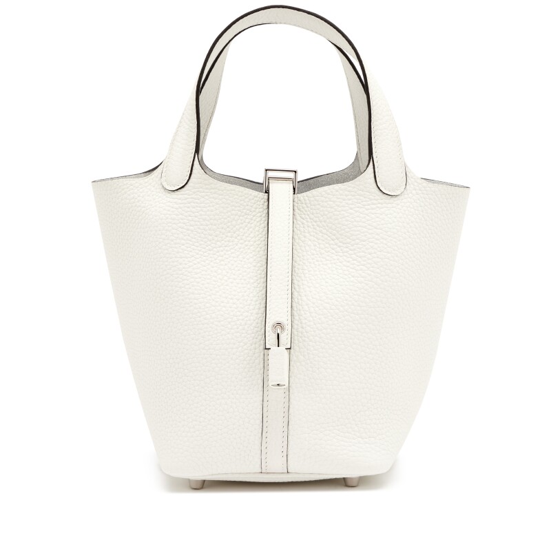 New White Clemence Picotin Lock 18 Palladium Hardware