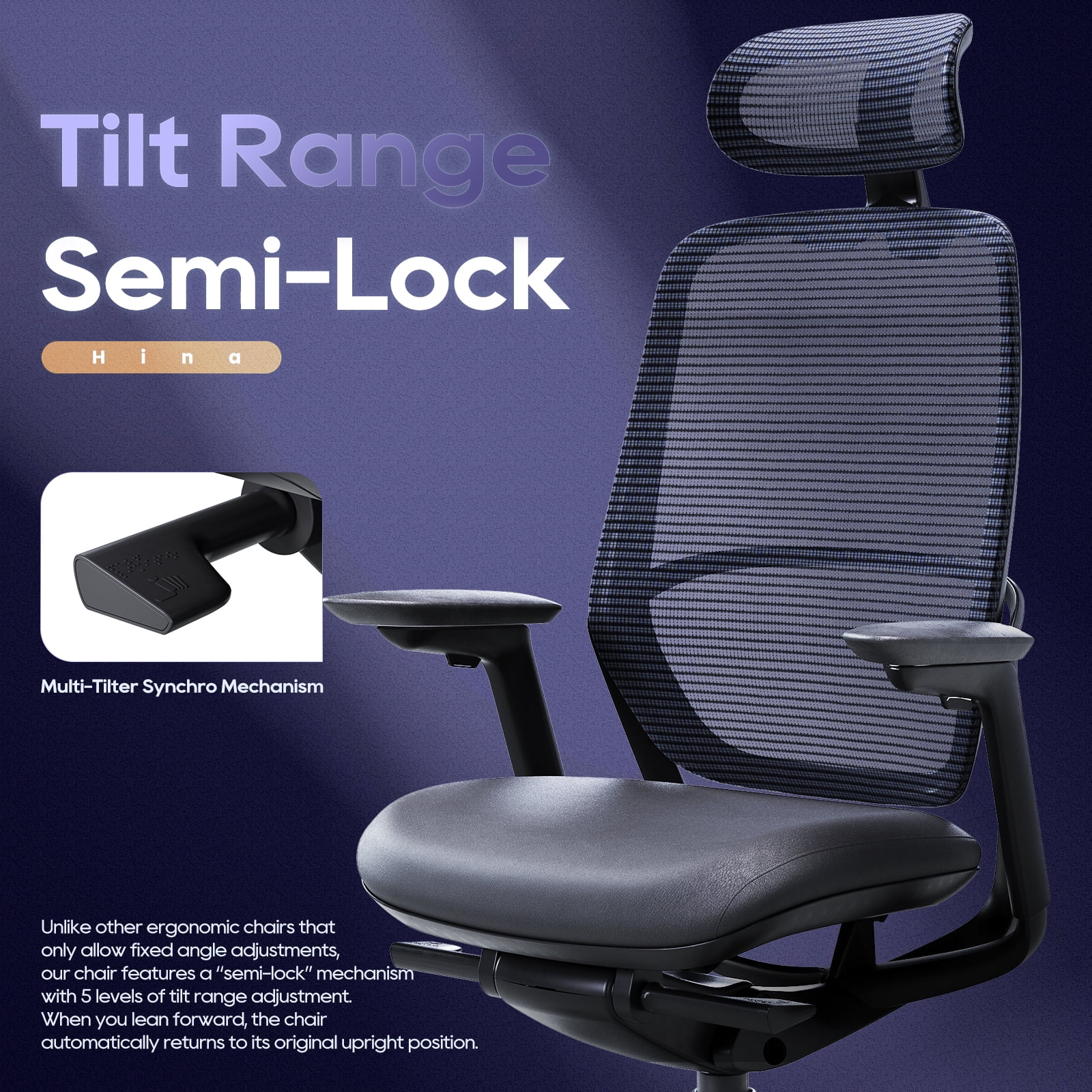 Ergonomic Office Chair, High Back Mesh Desk Chair with Adjustable Lumbar Support, Reclining Backrest, 4D Armrests, Breathable Mesh, Comfortable Computer Chair for Home Office, Work,Study