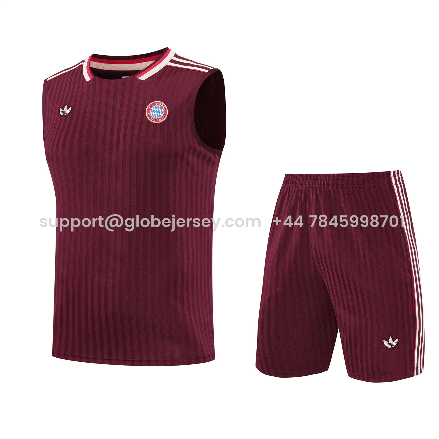 Bayern Munich 25-26 Vest Training Set - Wine Red Lines Vest & Wine Red Lines Shorts