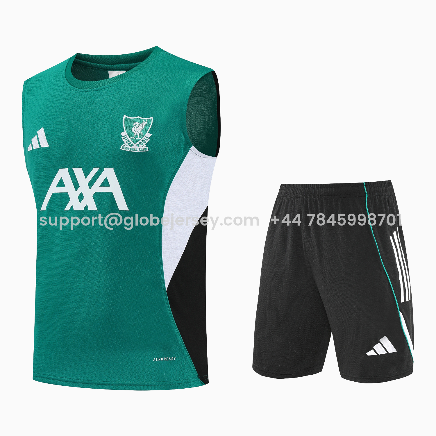 Liver.pool 25-26 Vest Training Set - Green Vest & Black Shorts