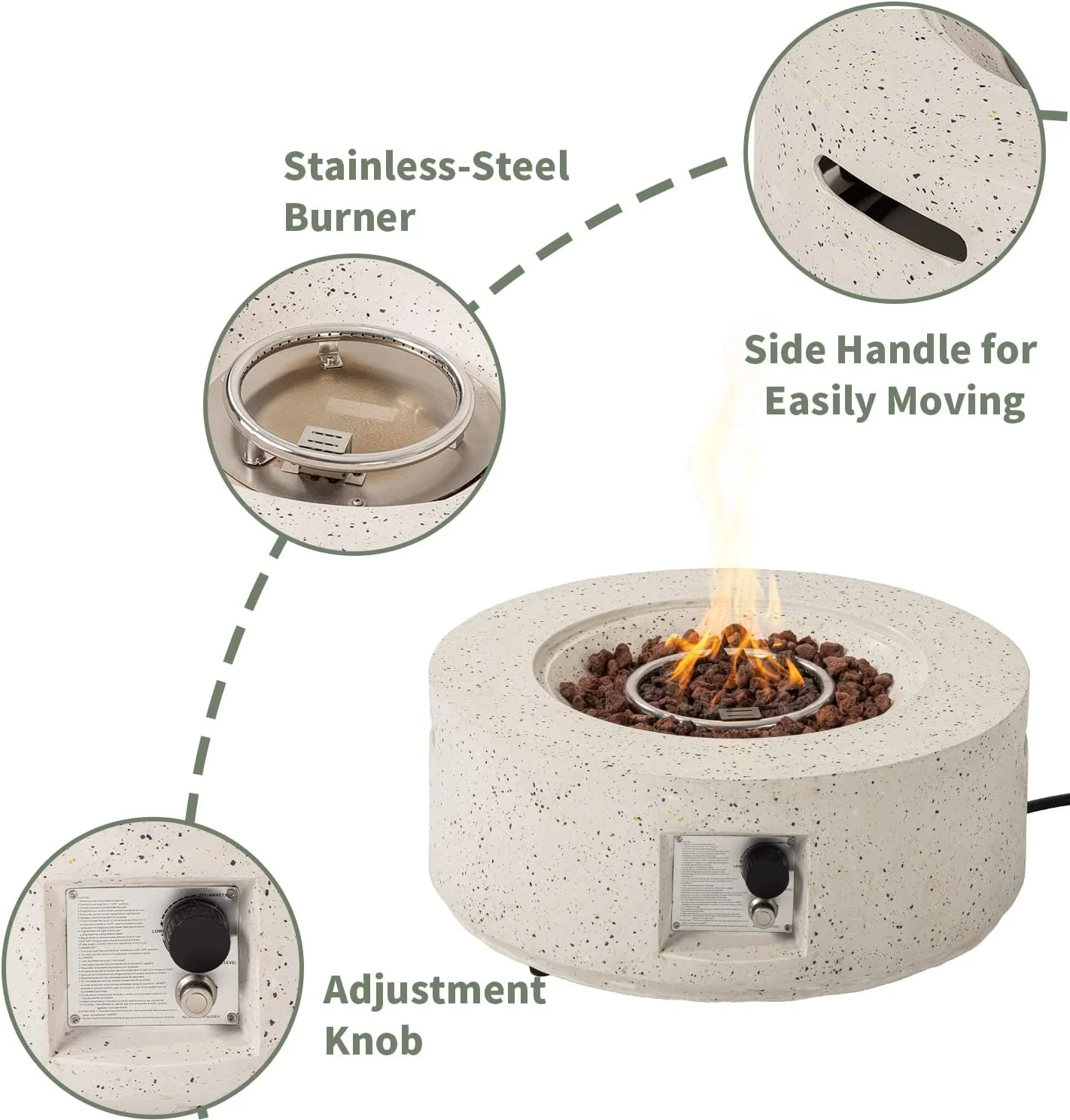 COSIEST 40,000 BTU Outdoor Camping Bonfire 28-inch Round Propane Fire Pit Table Set with Stainless steel