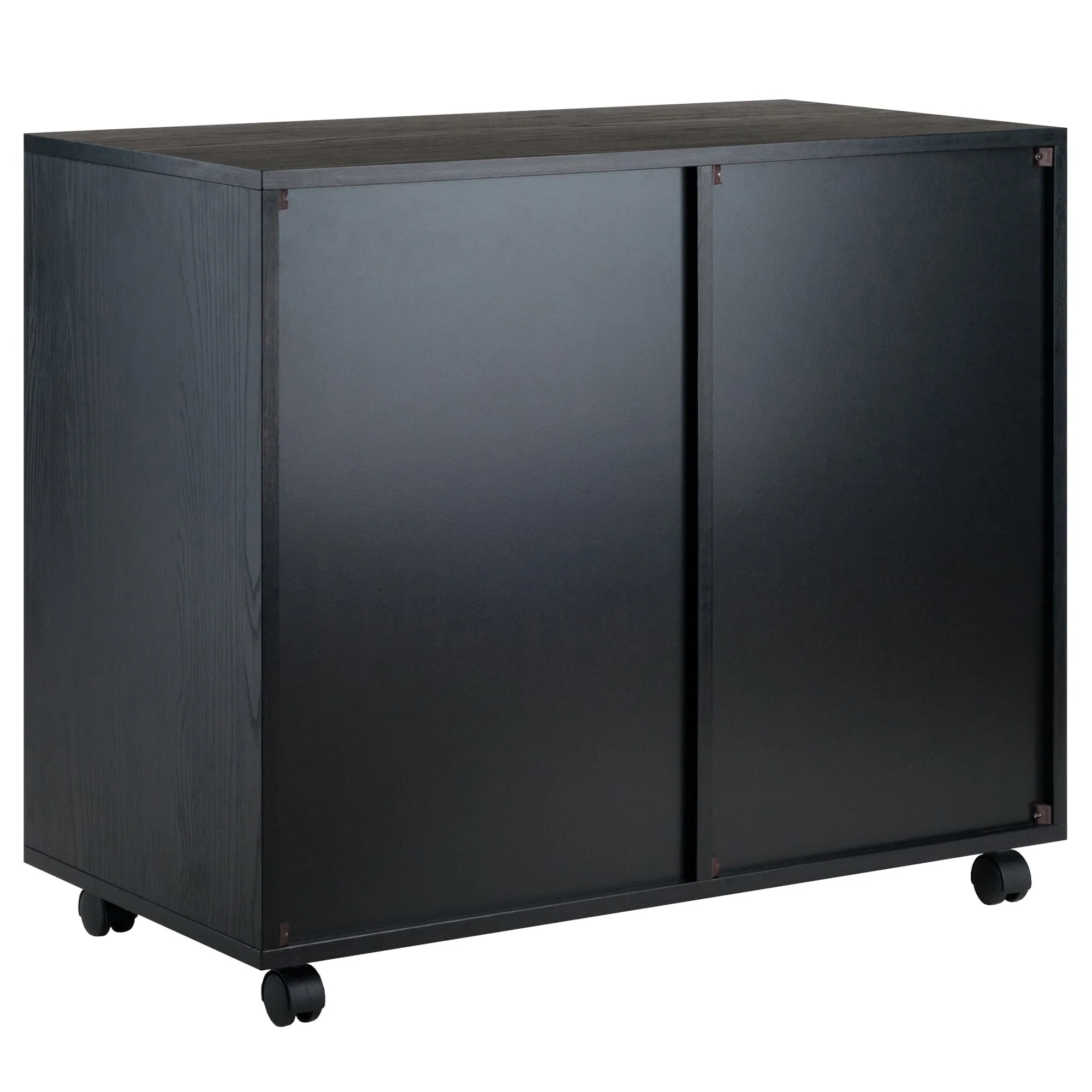 Winsome Wood Halifax 2-Section Mobile Storage Cabinet, Black Finish
