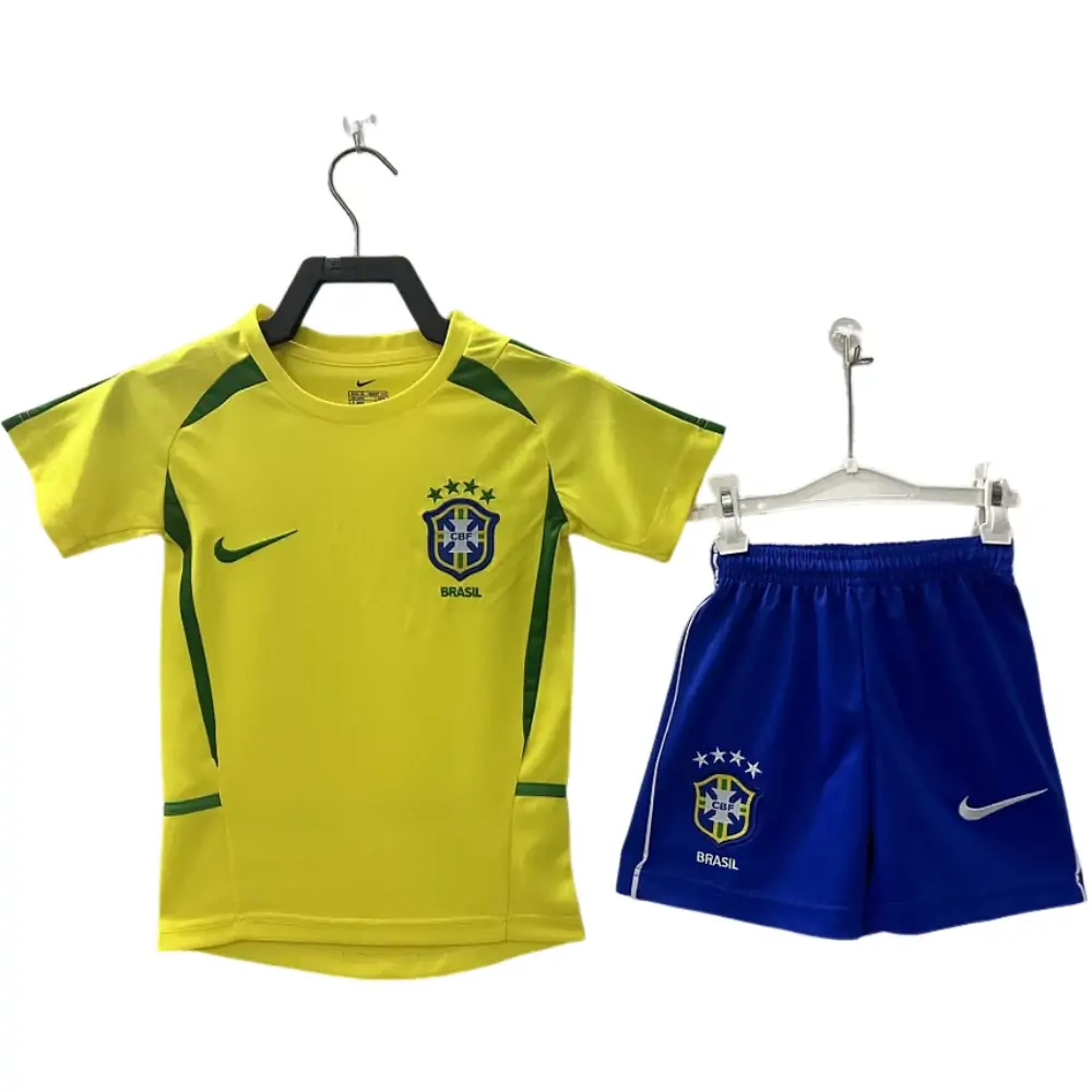 2002 Brazil Home Retro Kids Jersey - Fans Edition
