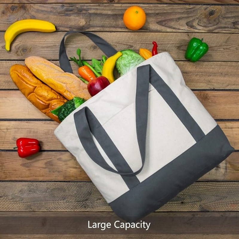 CANVORY 1-Pack Canvas Tote Bag with an External Pocket