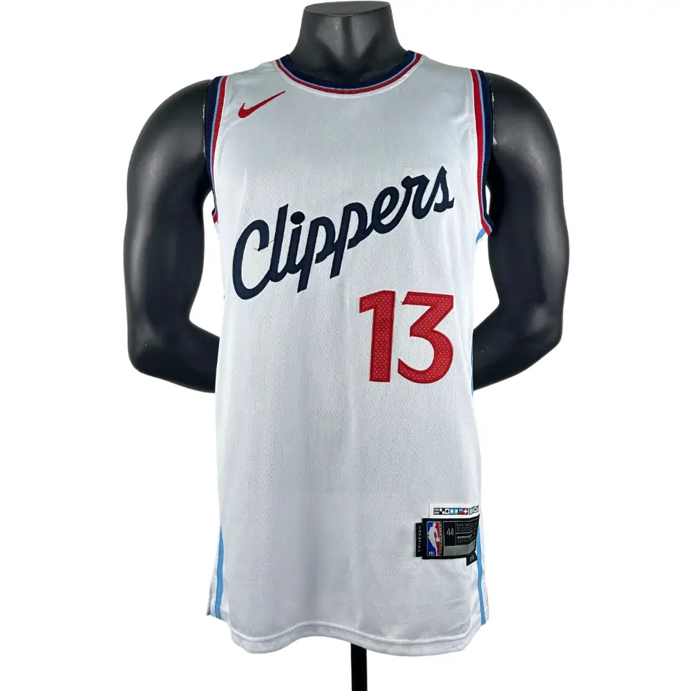 Embroidered 25th season Clippers home white No. 13 George