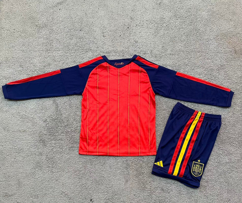 Spain 2026 Red World Cup Home Long Sleeve Kids Jersey Set