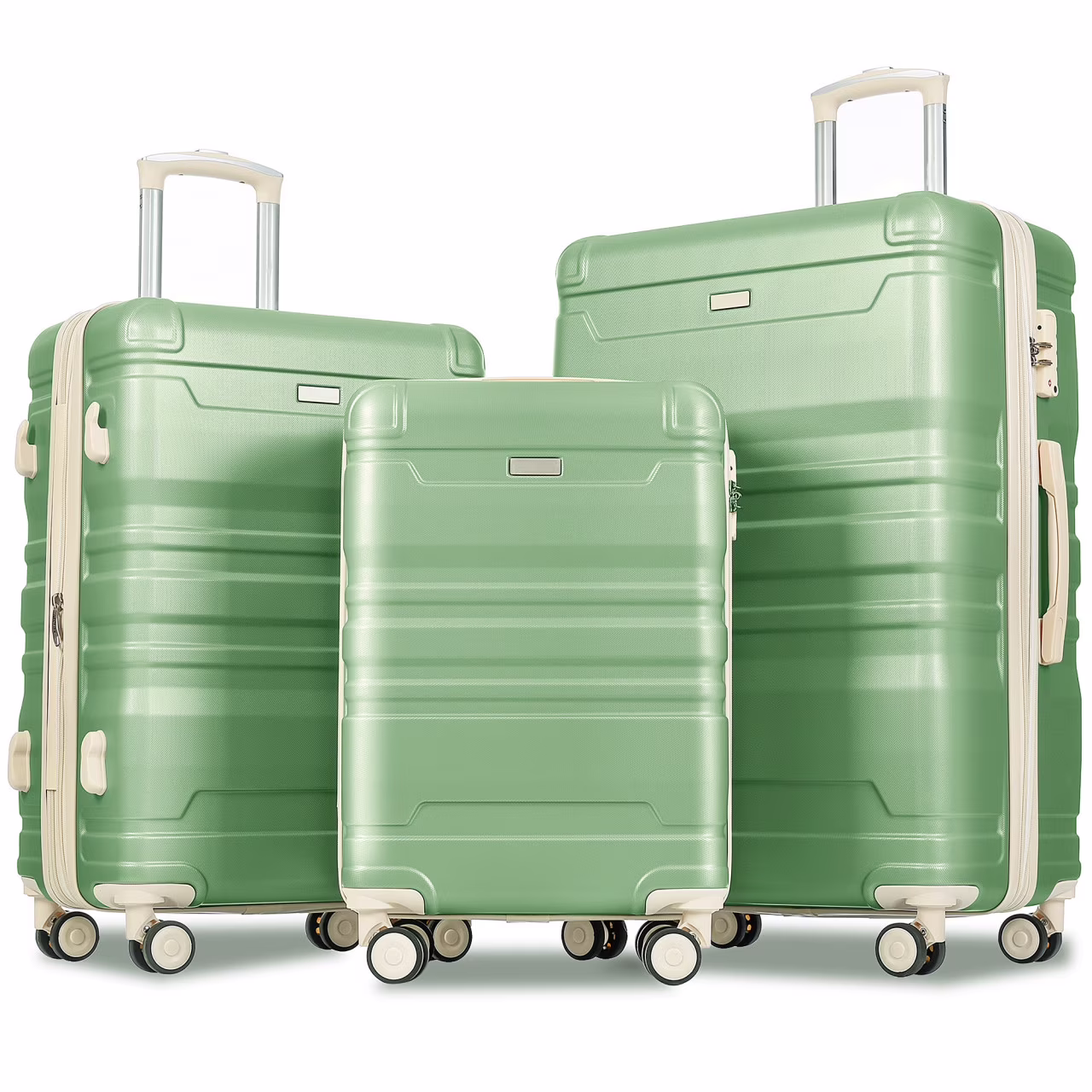 Luggage Sets New Model Expandable ABS Hardshell 3pcs Clearance Luggage Hardside Lightweight Durable Suitcase sets Spinner Wheels Suitcase with TSA Lock 20''24''28''(blue and brown)