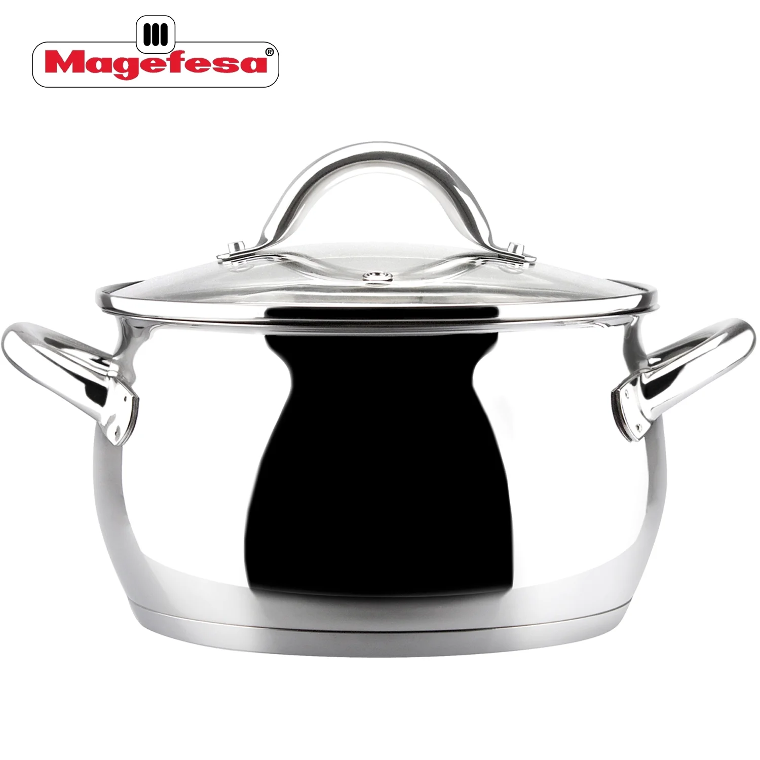 Magefesa Kuchen 9-Piece Stainless Steel Cookware Set, Includes Four Pots and a Frying Pan with Glass Lids and Ergonomic Handles, Suitable for All types of Stovetops including Induction