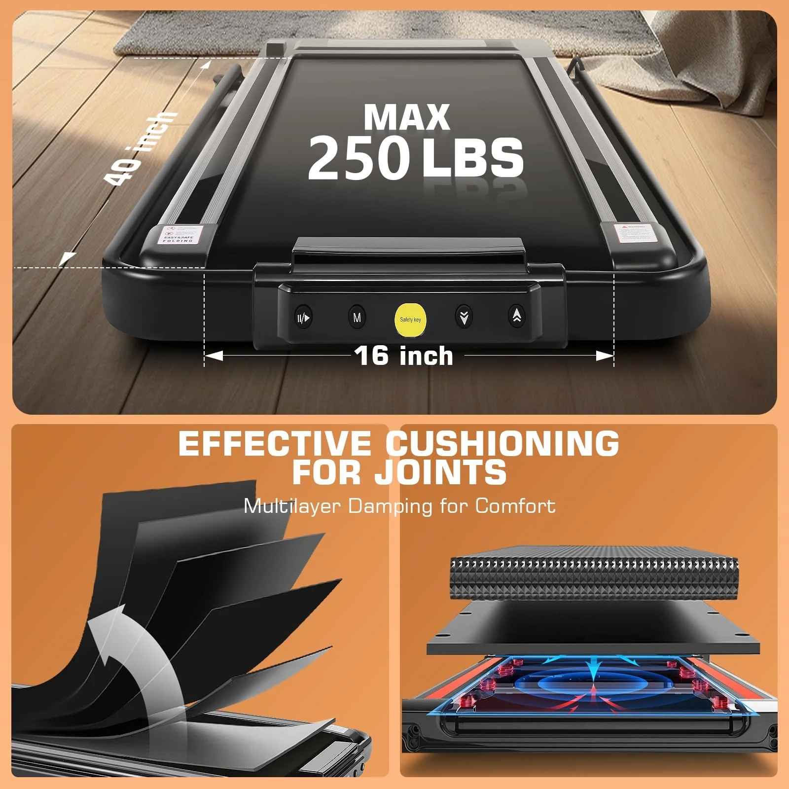 ANCHEER 2 in 1 Under Desk Treadmill with 250lbs Capacity, Walking Pad/Compact Electric Treadmill for Home/Gym/Office with LED Touch Screen, Remote Watch, Speed Range 0.6-7.5 mph