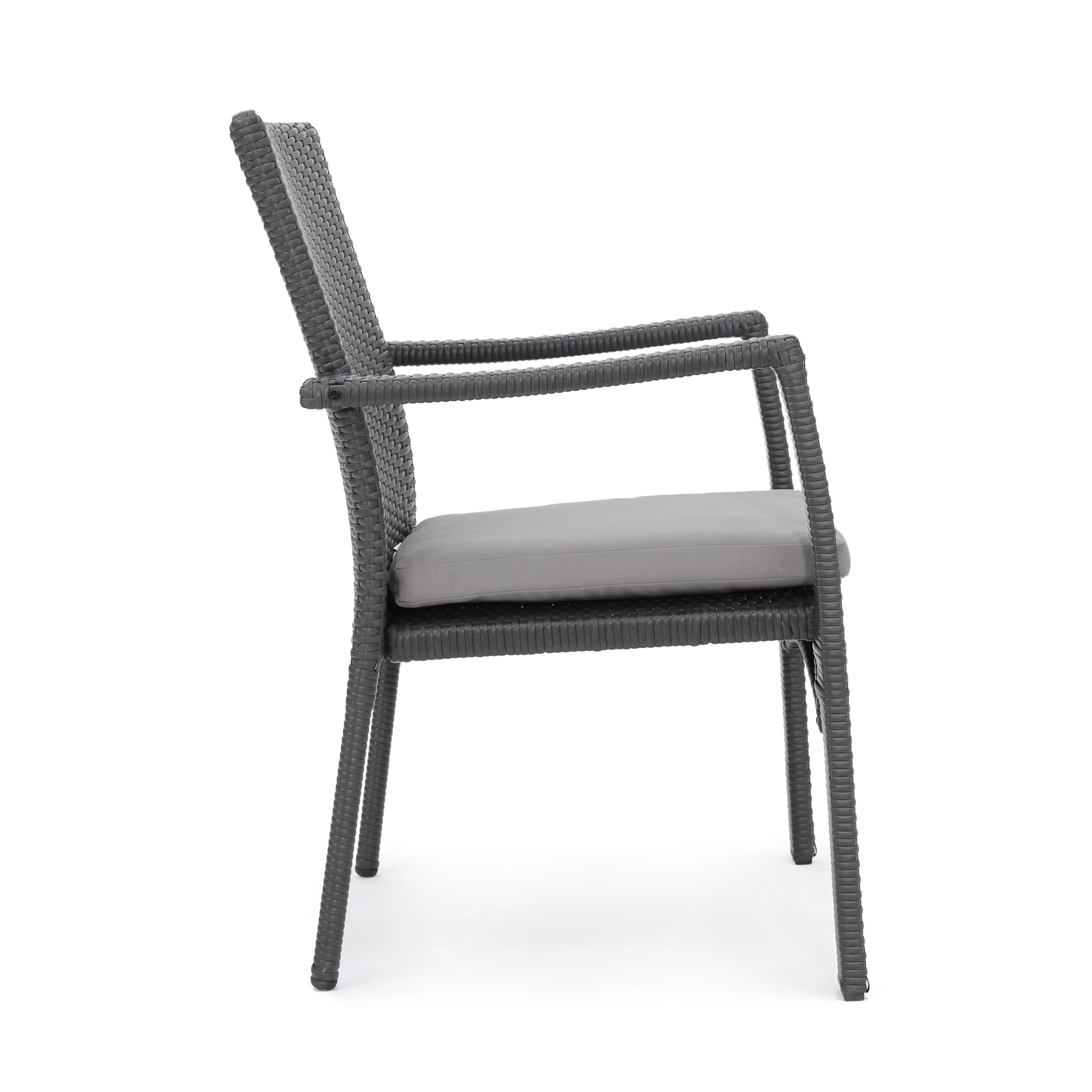 Jabari Outdoor Wood and Wicker Expandable 8 Seater Dining Set, Gray