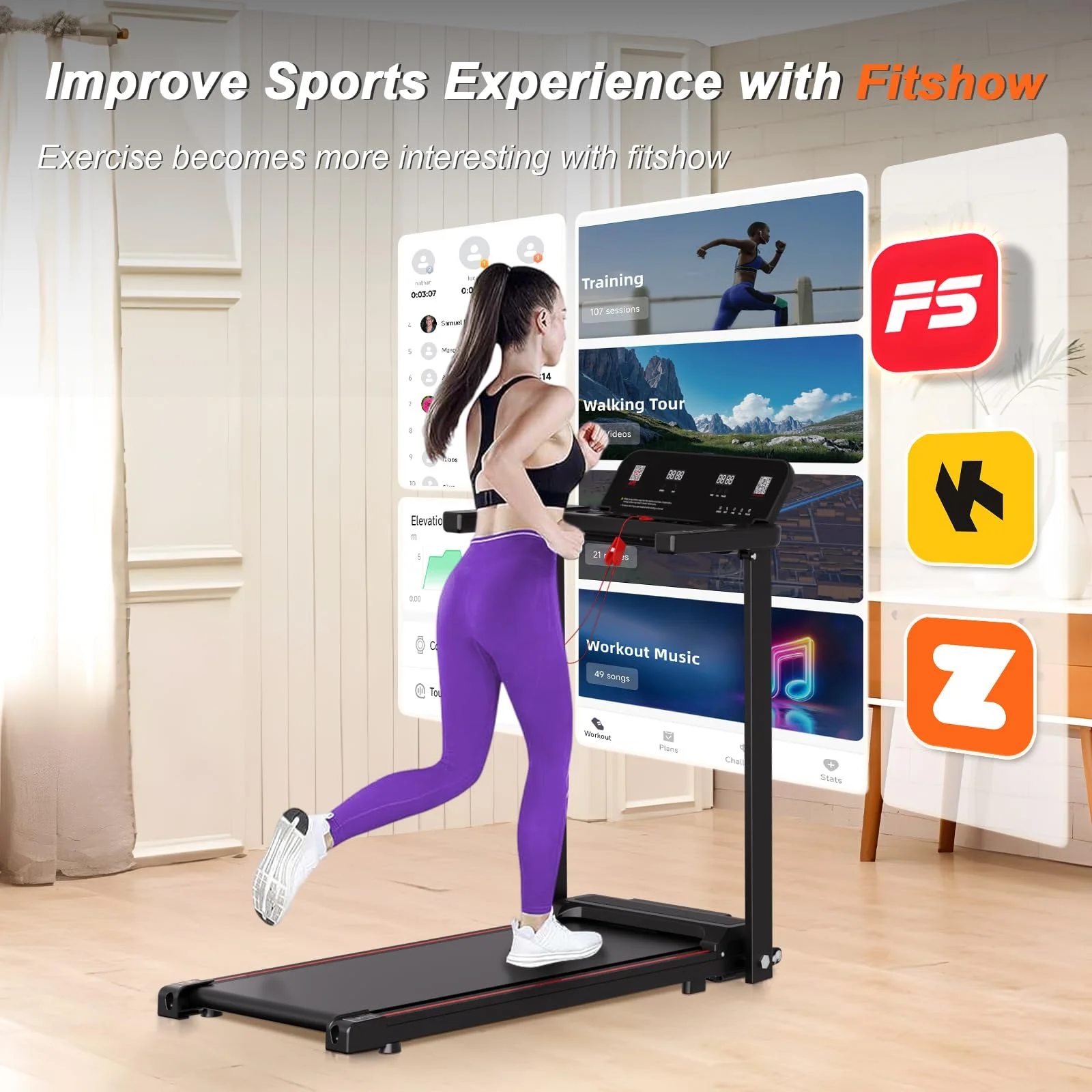 [TREADMILL CLEARANCE] FYC 2.5HP Folding Treadmill with Adjustable Height Desk & Incline - Compact Electric Treadmill Bluetooth Speaker for Running Walking Foldable Portable  (Silver)