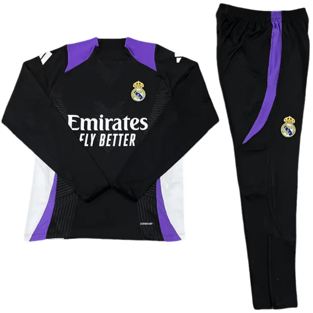 2024-25 New Season Real Madrid Black and Purple Children's Training Suit