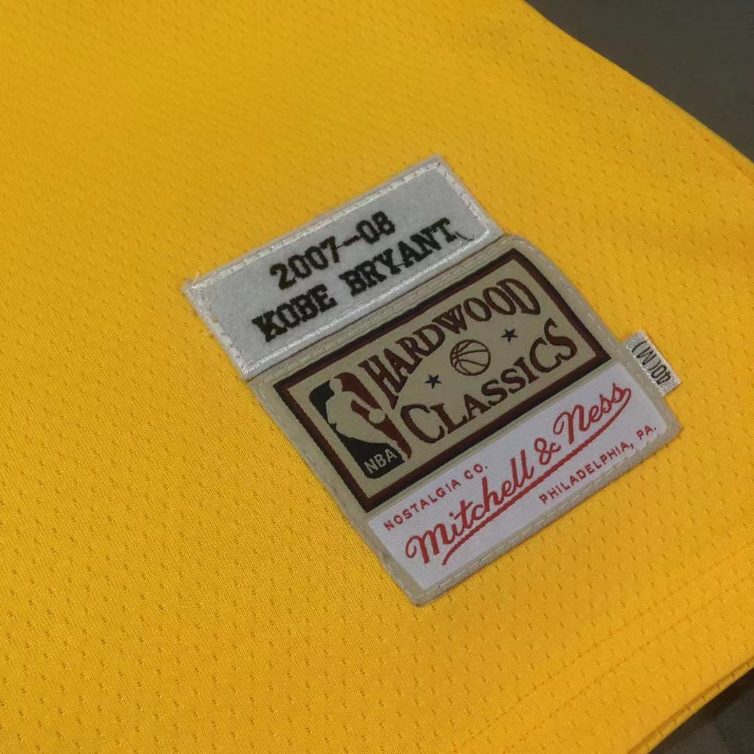 mitchellness Lakers #24 Kobe 2007-08AU dense embroidery yellow jersey