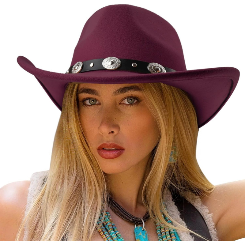Women Men Classic Felt Wide Brim Western Cowboy