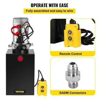 12-Volt 3200 PSI Hydraulic Dump Trailer Pump – 12-Quart Steel Reservoir System for Car Lifts and Heavy-Duty Applications