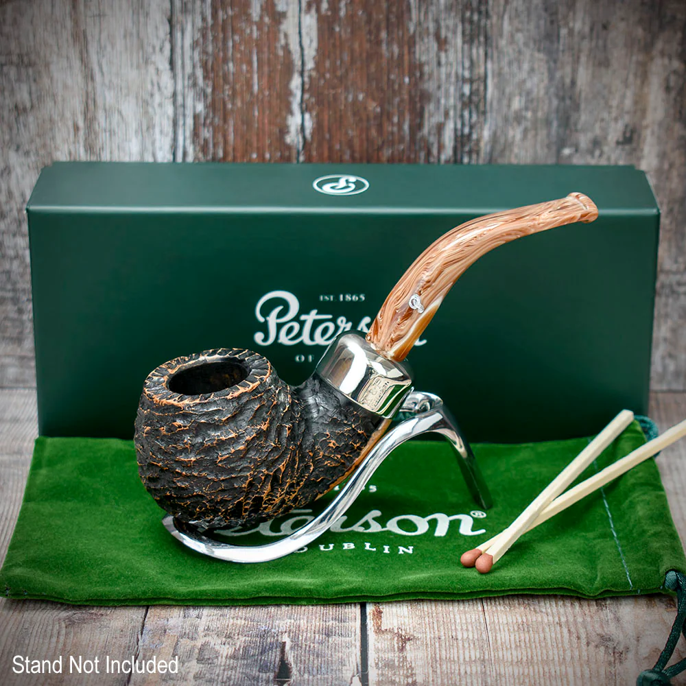 Peterson of Dublin Derry Rusticated Briar Smoking Pipe - Shape XL02 - 9mm