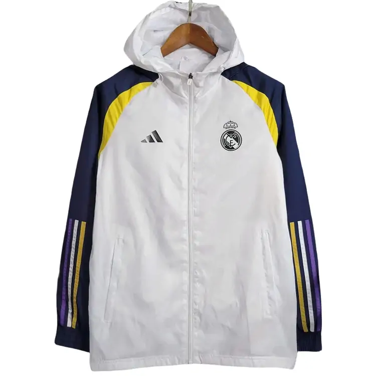 2023/2024 Real Madrid white long-sleeved windbreaker