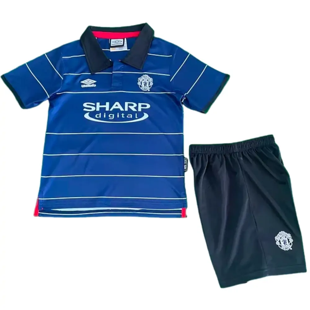 1999-00 Manchester United Away Retro Children's Jersey Set - Fans Edition