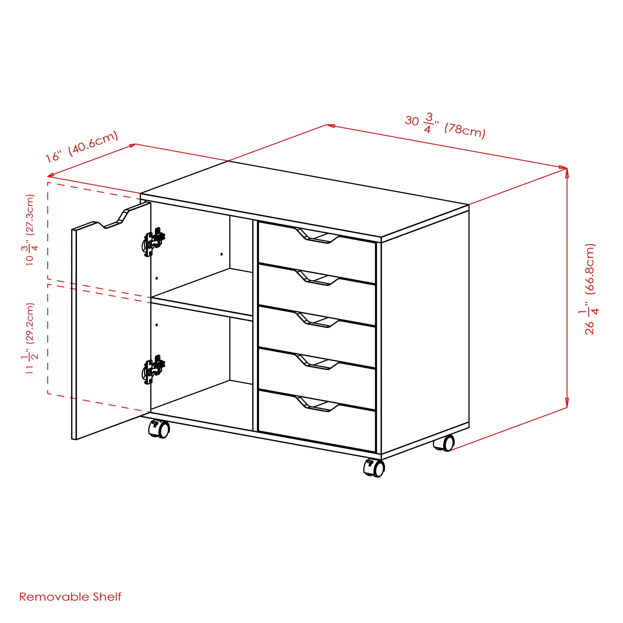 Winsome Wood Halifax 2-Section Mobile Storage Cabinet, Black Finish