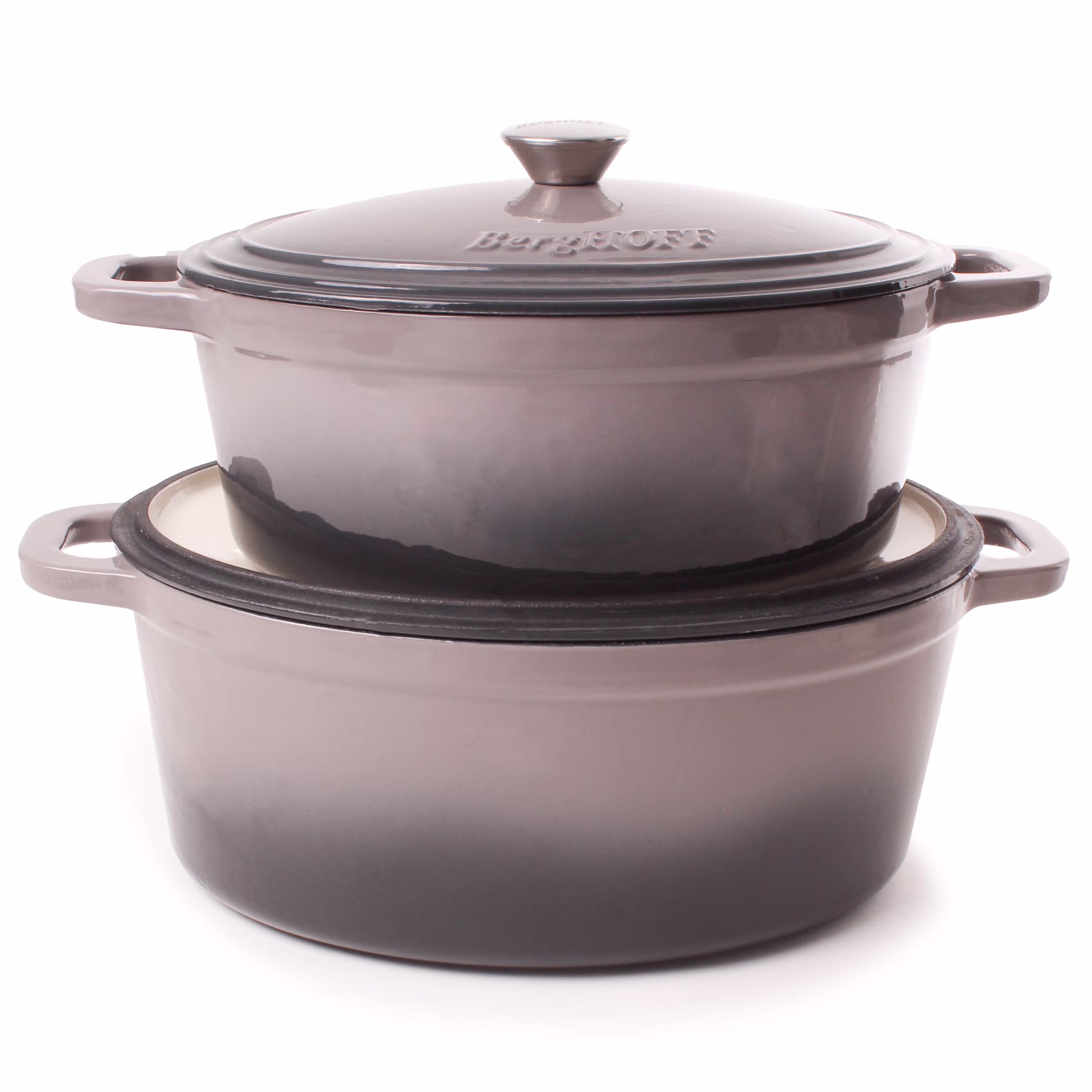 BergHOFF Neo 4Pc Cast Iron Set: 5qt. & 7qt. Covered Dutch Ovens, Green
