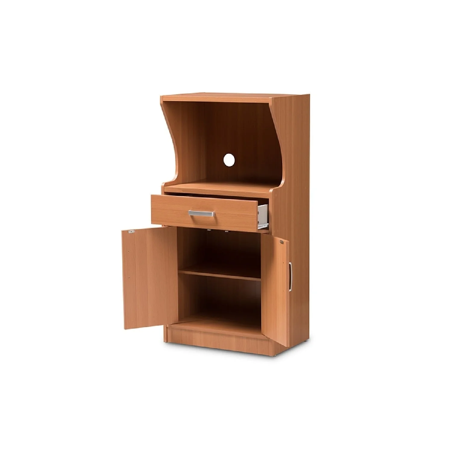 Baxton Studio Lowell Modern and Contemporary Brown Wood Finish Kitchen Cabinet