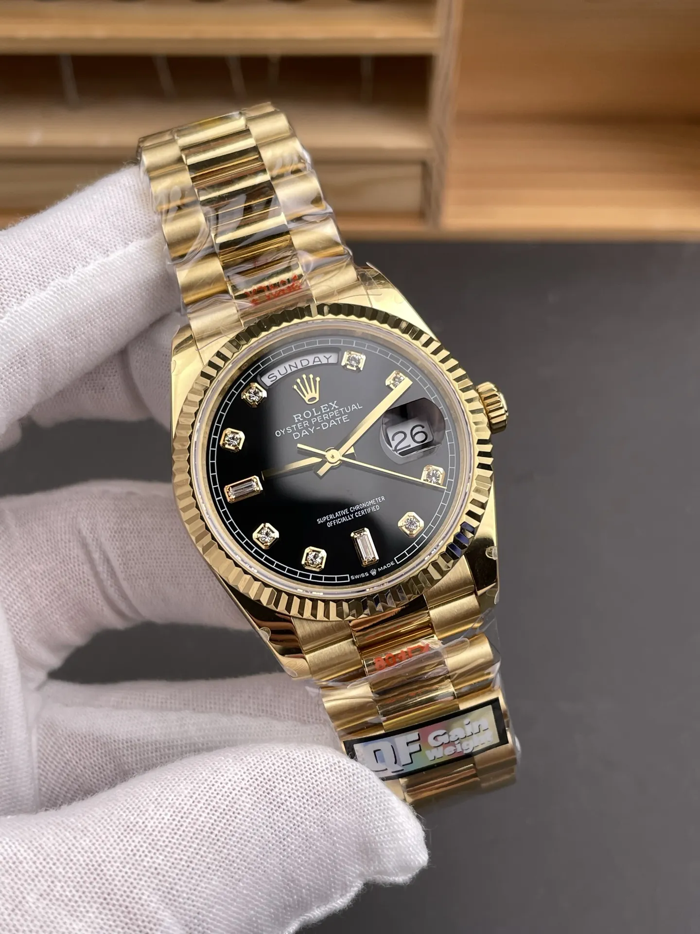 Rolex Day-Date Black Baguette Diamond 36mm