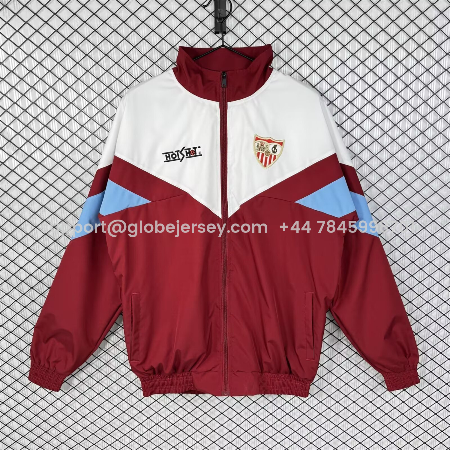 Retro Sevilla 1993-94 Home Windbreaker Jacket - White And Red