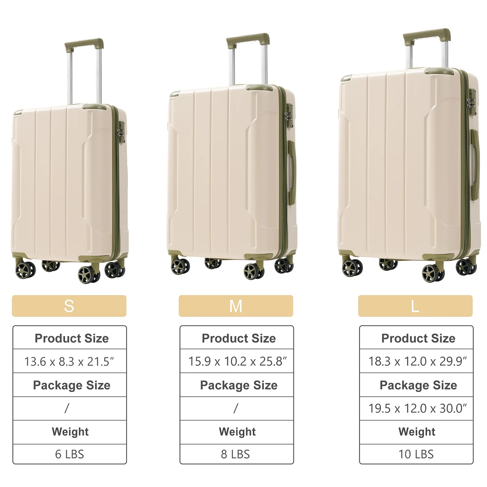 EUROCO 3 Piece Luggage Set, Expandable Hardshell Suitcase with TSA Lock and Double Spinner Wheels,ABS Lightweight Durable Travel luggage Set(20