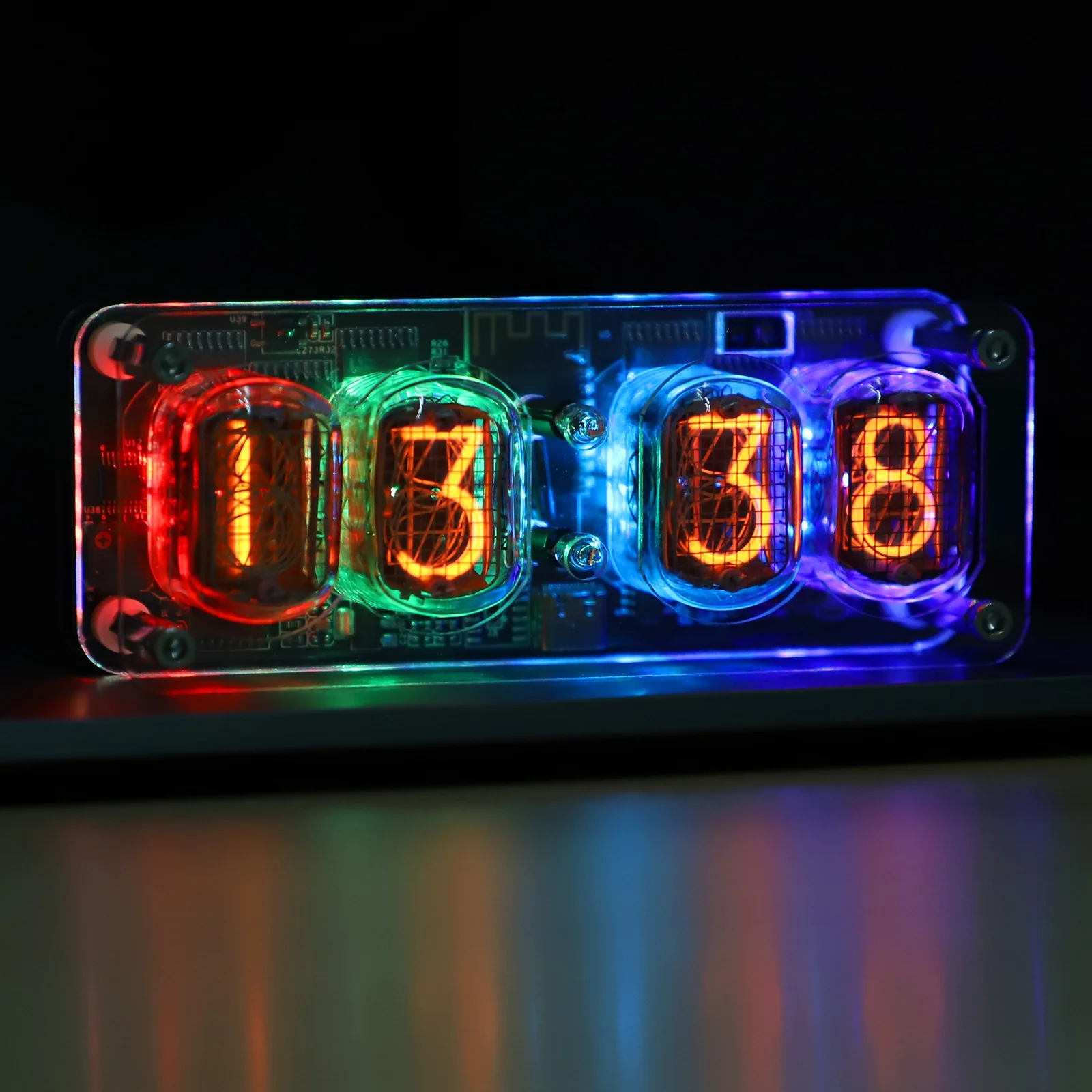 Nixie Tube Clock with IN-12 Tubes, Luminous Clock, Retro Modern Desk Vintage Punk Digital Desktop Creative Ornaments USB Type-C Connection Type