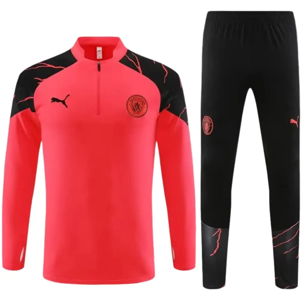 2023/2024 Manchester City Half Pull Training Wear Orange Red Football Shirt