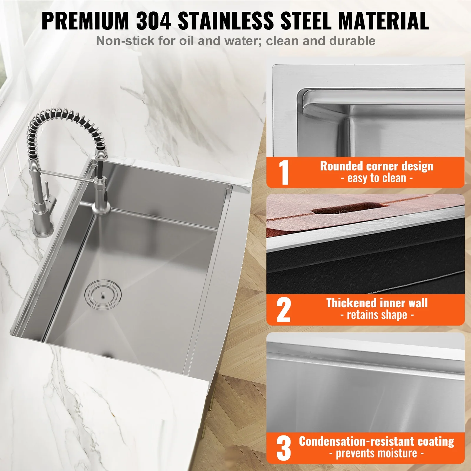 KFFKFF 30''x22'' Kitchen Sink, Farmhouse Kitchen Stainless Steel Sink,  Drop-In Single Bowl with Multi-functional Accessories, Ideal for Home Dishwasher, Preparation Area